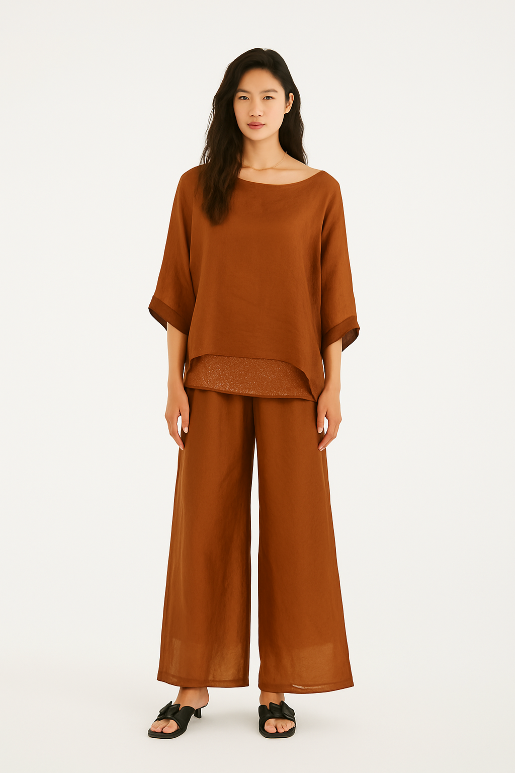 Conjunto Calça e Blusa de Seda Georgina