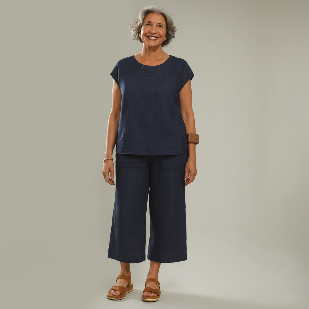 Conjunto de Blusa e Pantacourt de Linho Gloria