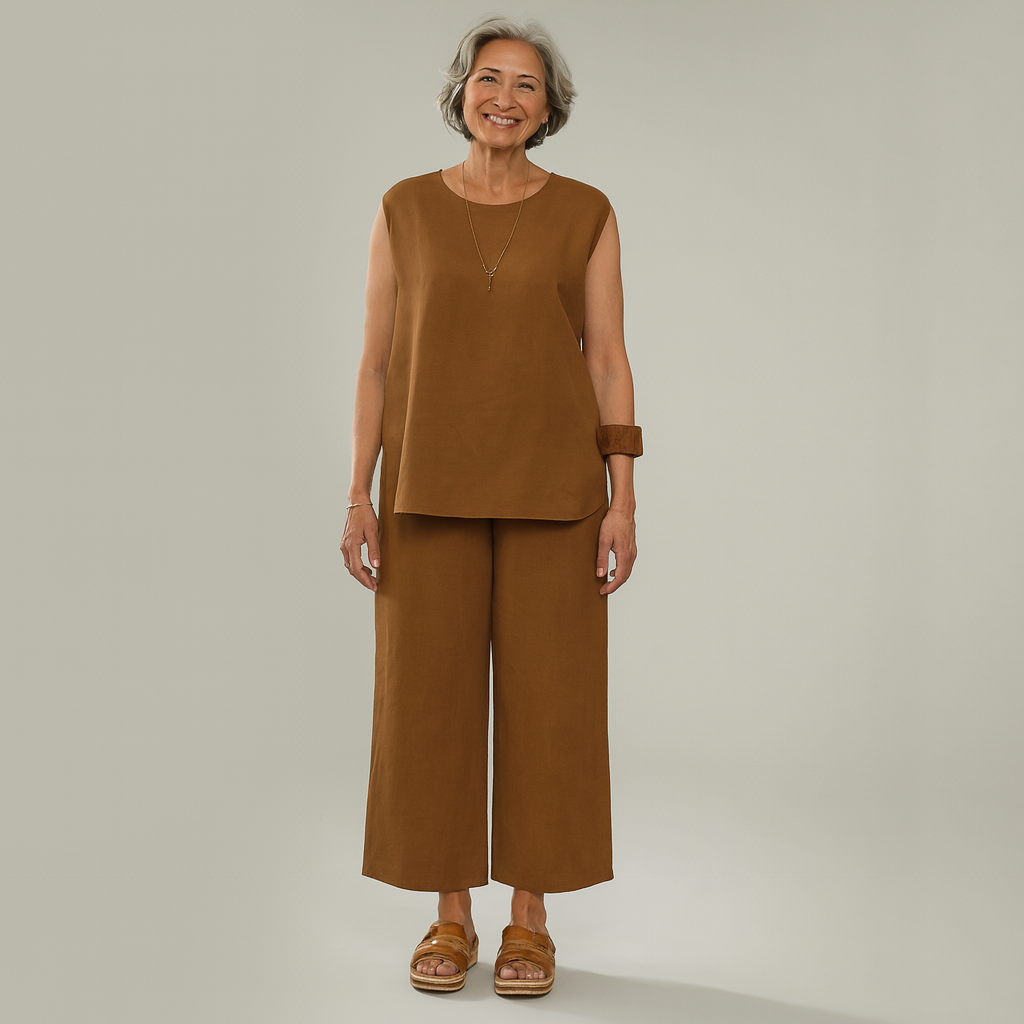 Conjunto de Blusa e Pantacourt de Linho Gloria