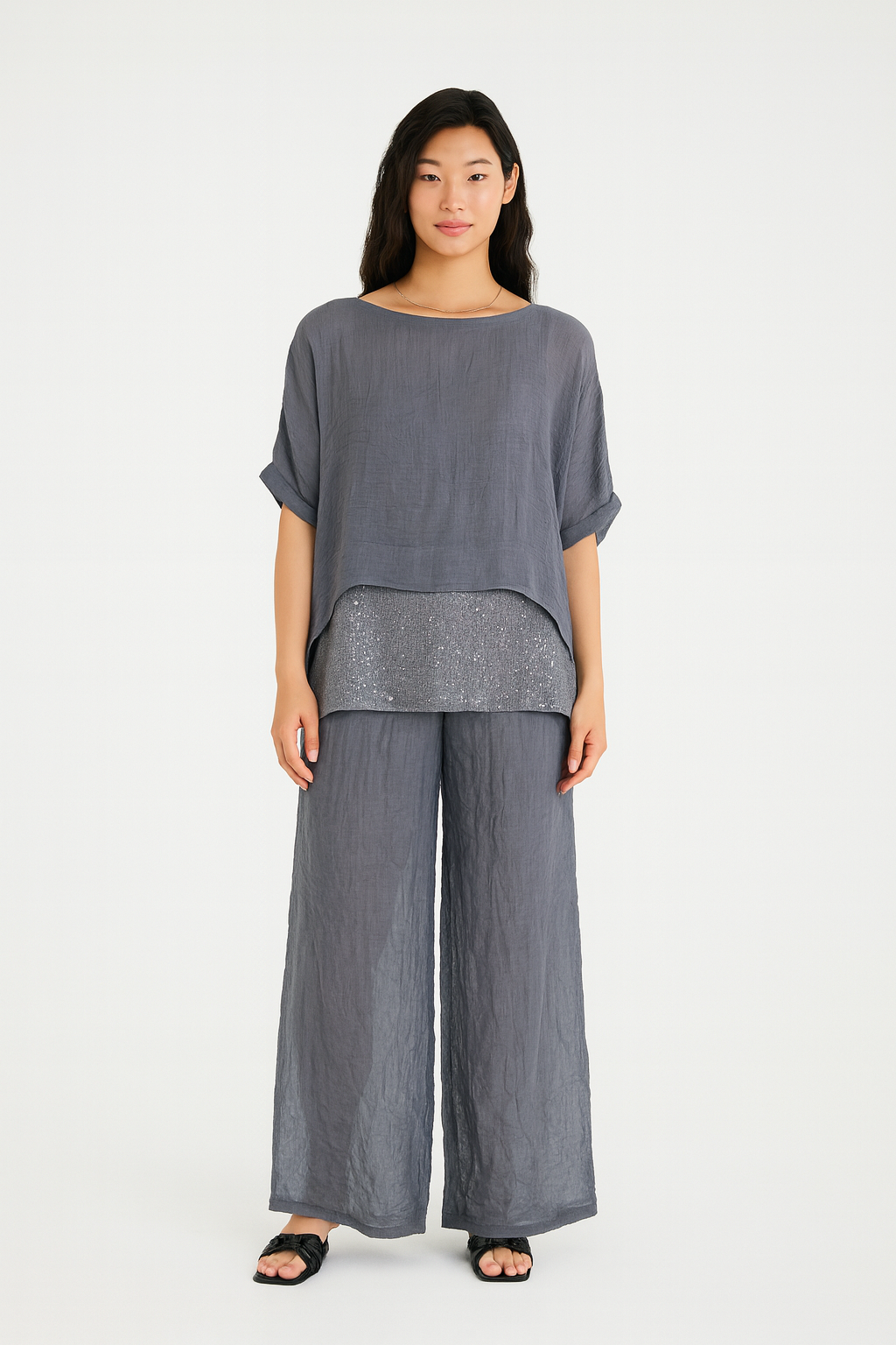 Conjunto Calça e Blusa de Seda Georgina