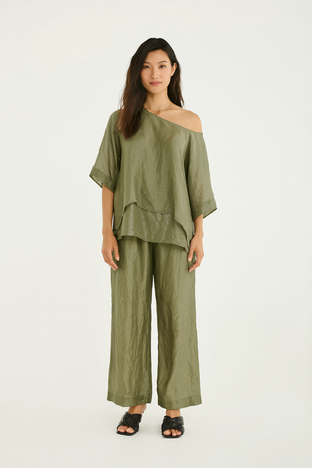 Conjunto Calça e Blusa de Seda Georgina