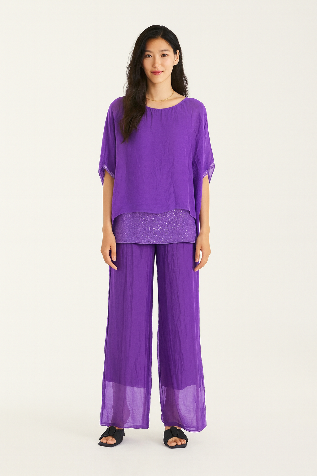Conjunto Calça e Blusa de Seda Georgina