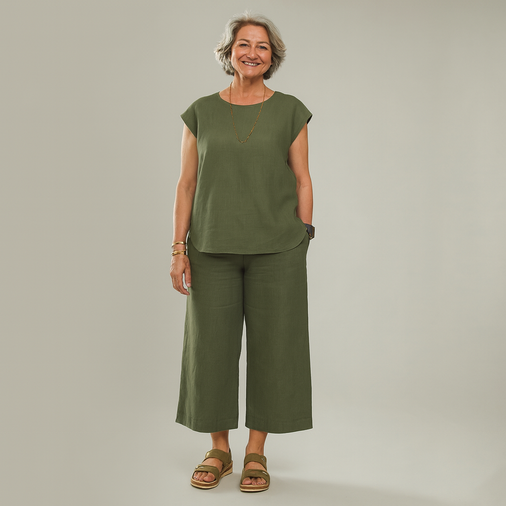 Conjunto de Blusa e Pantacourt de Linho Gloria