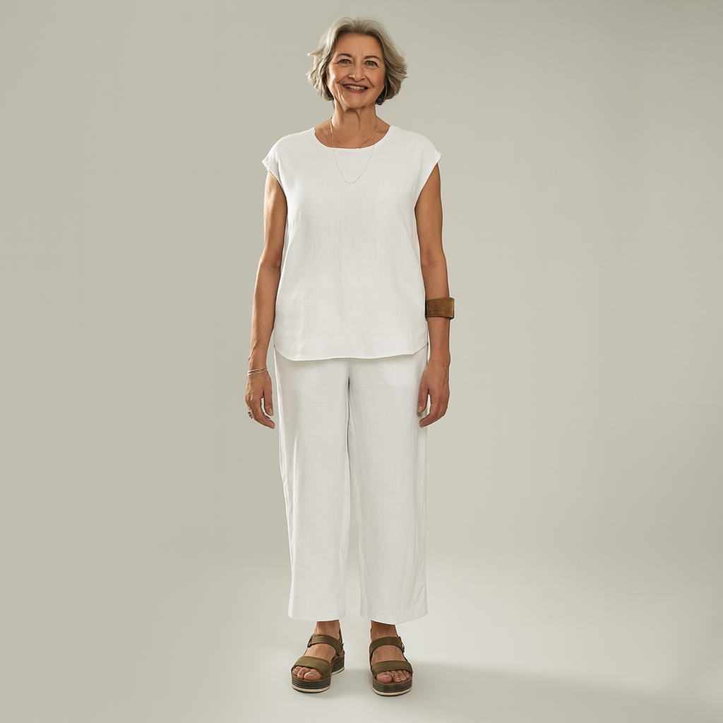 Conjunto de Blusa e Pantacourt de Linho Gloria