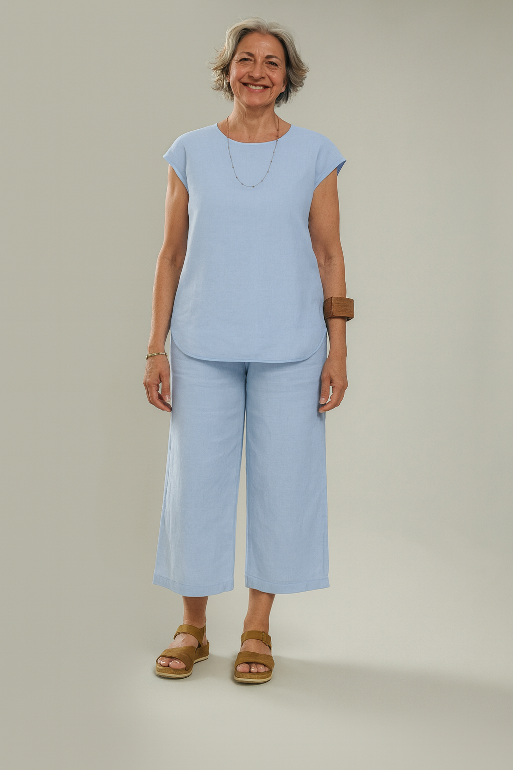 Conjunto de Blusa e Pantacourt de Linho Gloria